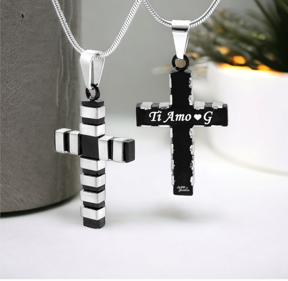 Collana Uomo con Croce a Fascia Personalizzata 1