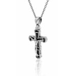 Collana con Croce Uomo Satinata con Crocifisso Personalizzato