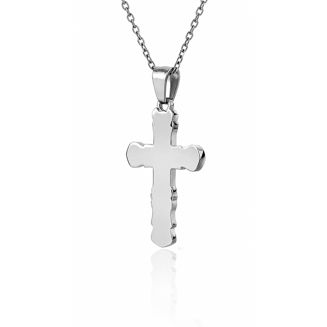 Collana con Croce Uomo Satinata con Crocifisso Personalizzato Retro Collana con Croce Uomo Satinata con Crocifisso Personalizzato Retro
