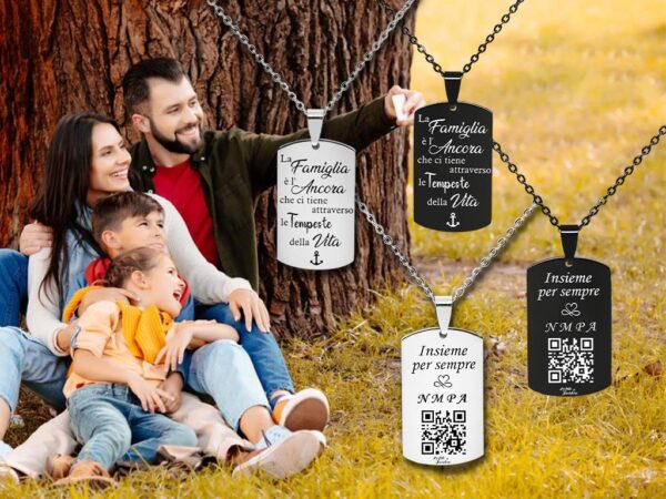 Collana con Dedica per Genitori Incisione Frase Famiglia Personalizzata