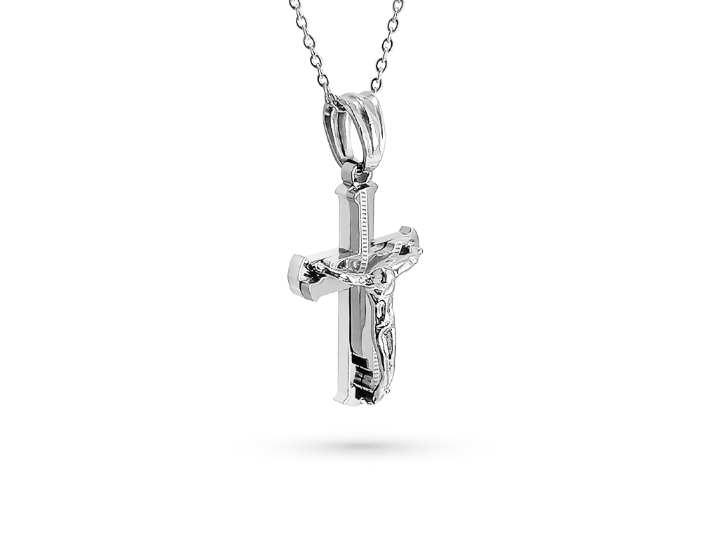 Collana uomo con crocifisso 1 argentata Collana uomo con crocifisso 1 argentata