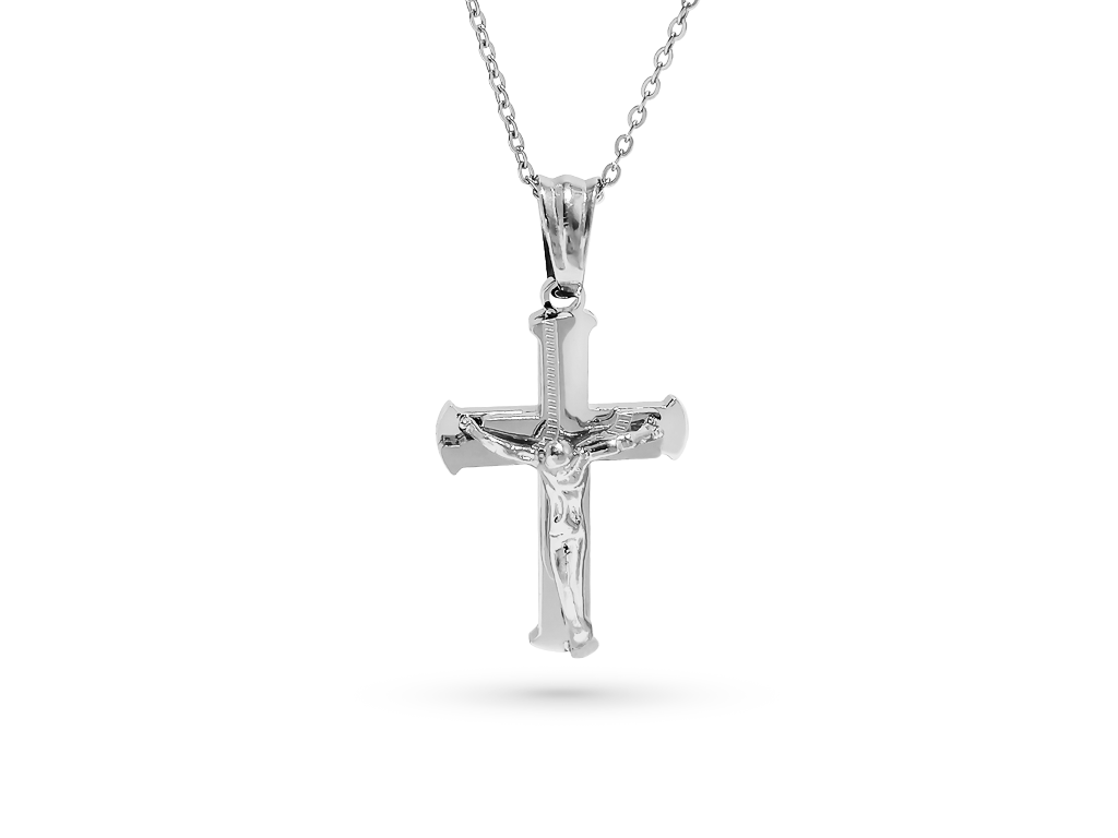 Collana uomo con crocifisso argentata Collana uomo con crocifisso argentata