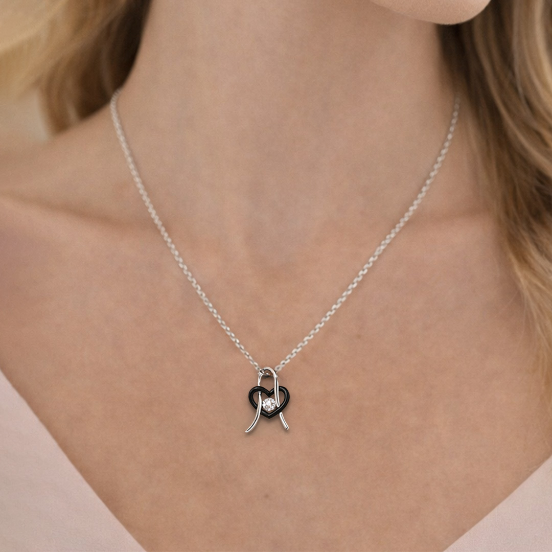 Girocollo donna con cuore e orecchini con 1 punto luce Particolare