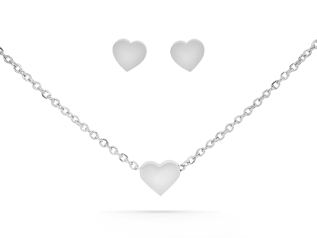 Girocollo cuore e orecchini argentati