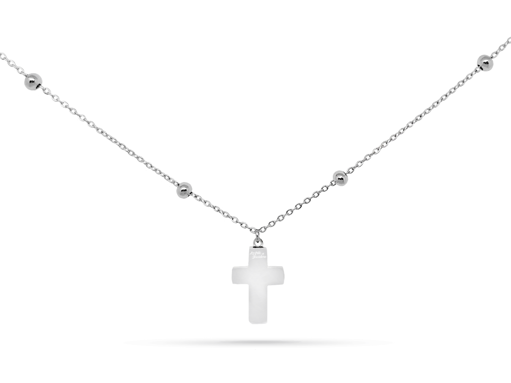 Girocollo croce donna e 2 orecchini con punti luce neri Incisione Personalizzata