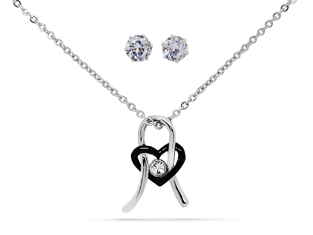 Girocollo donna con cuore e 1 punto luce e orecchini punto luce Girocollo donna con cuore e orecchini con punto luce