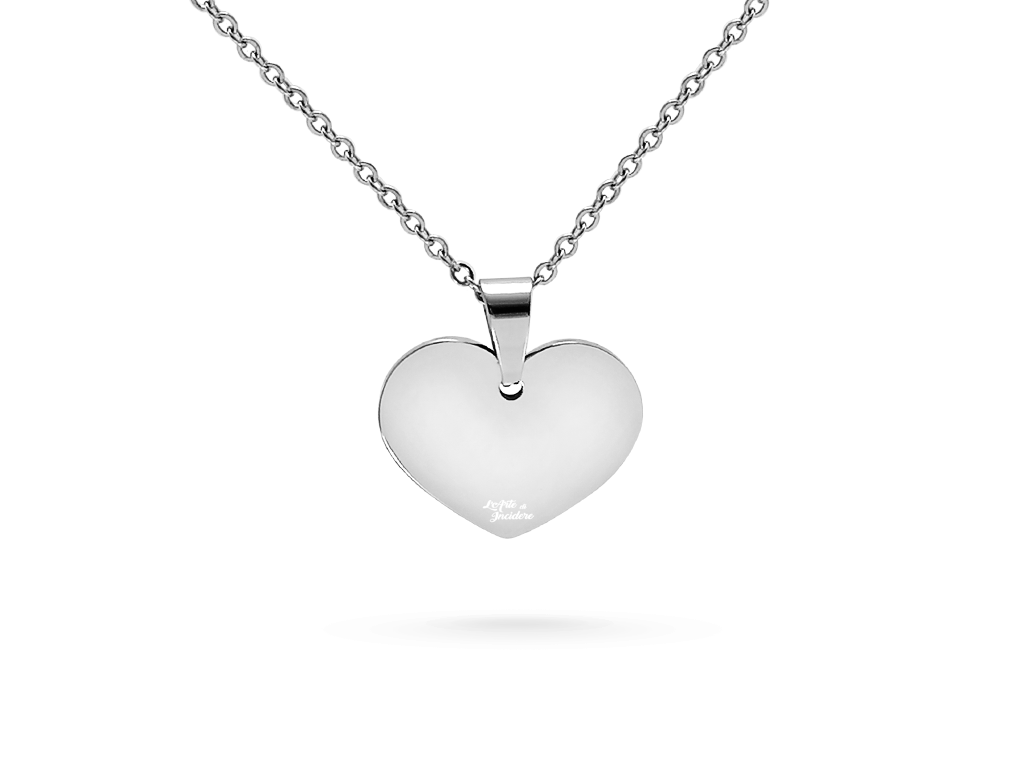 Collana con ciondolo a cuore sagomato incisione personalizzata 1 maglia forzatina Collana con ciondolo a cuore sagomato incisione personalizzata 1 maglia forzatina