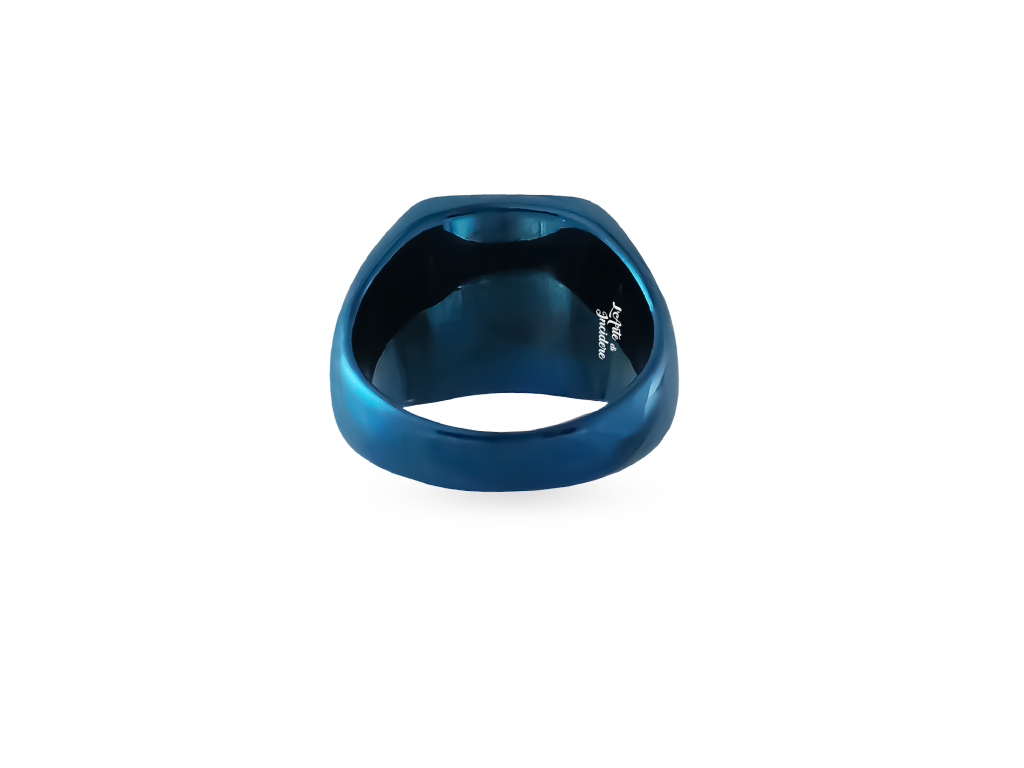 Anello Chevalier personalizzato 1 blu lucido quadrato