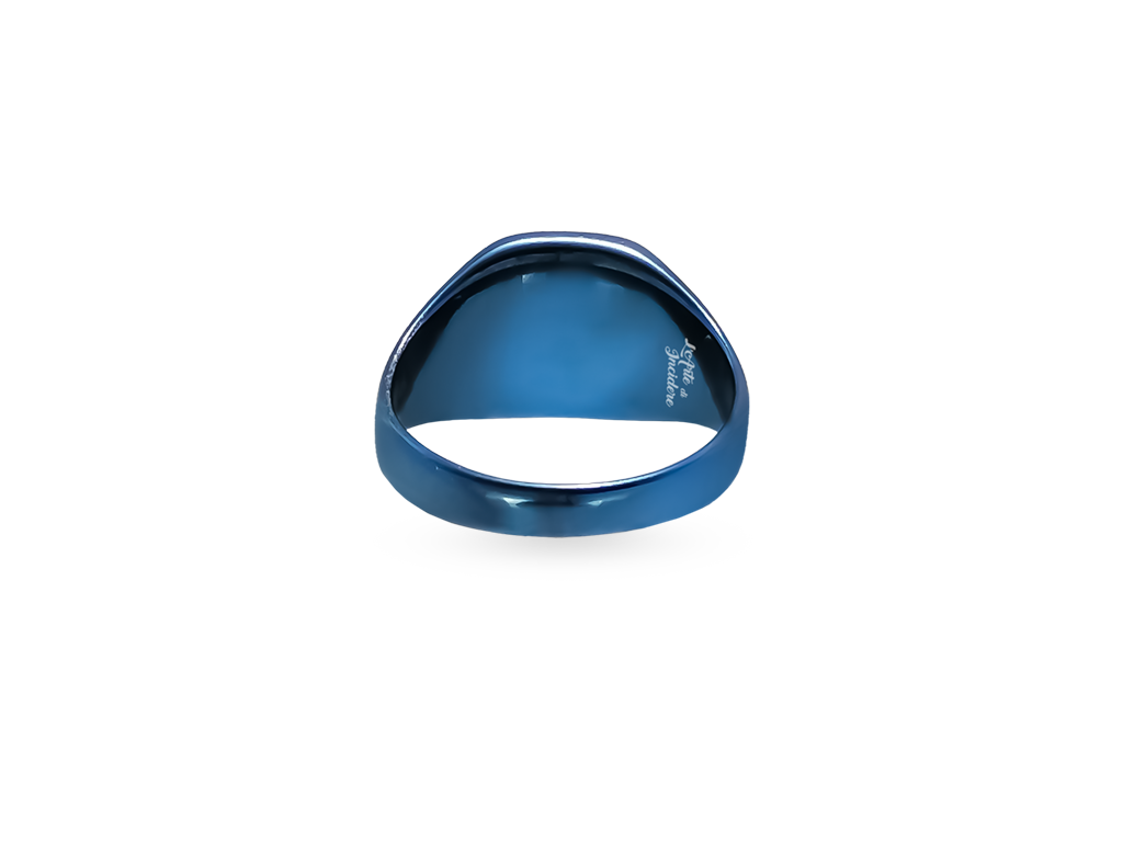 Anello Chevalier personalizzato 1 blu lucido rettangolare