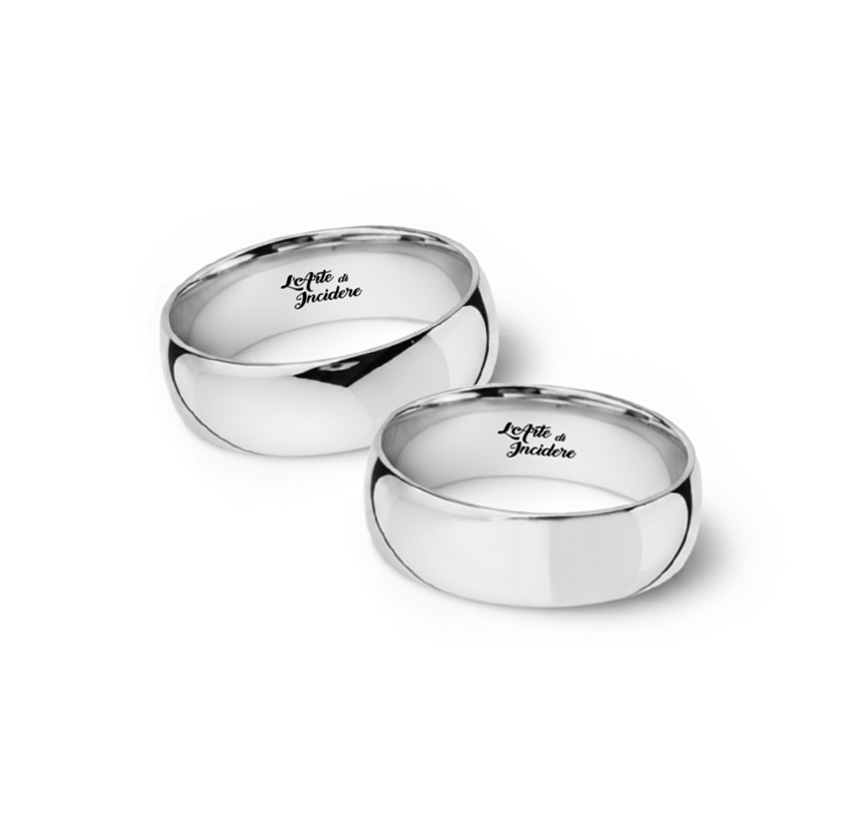Anelli Coppia Bombati 8 Argentati Personalizzati