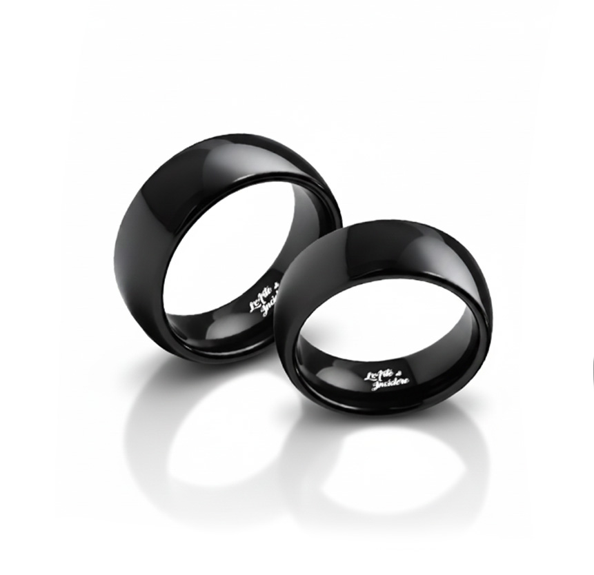 Anelli Coppia Bombati 8 Neri Lucidi Personalizzati