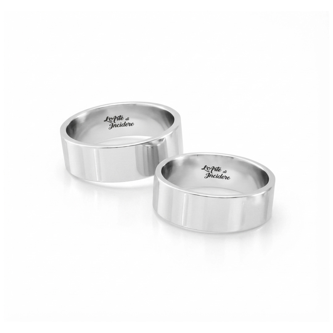 Anelli Coppia Piatti 8 Argentati Lucidi Personalizzati