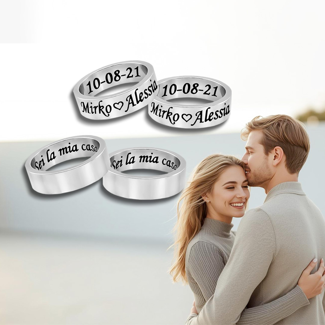 Anelli di Fidanzamento per Coppia Personalizzati con Incisione
