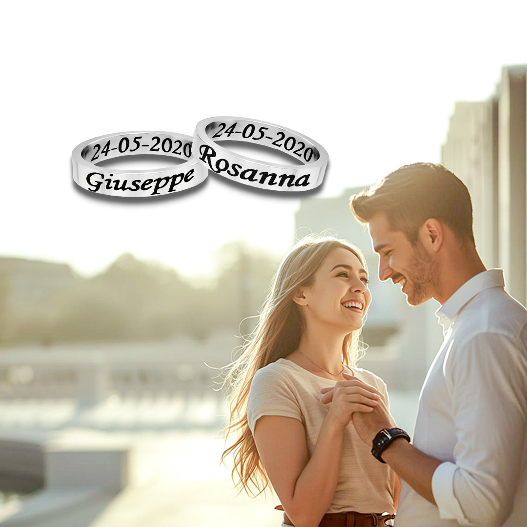 Anelli per Fidanzati Fascia 4 mm Personalizzati con Incisione