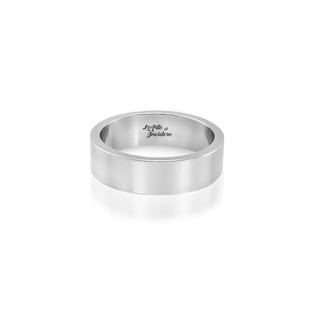 Anello Fascia 6 Piatto Argentato Lucido Personalizzato