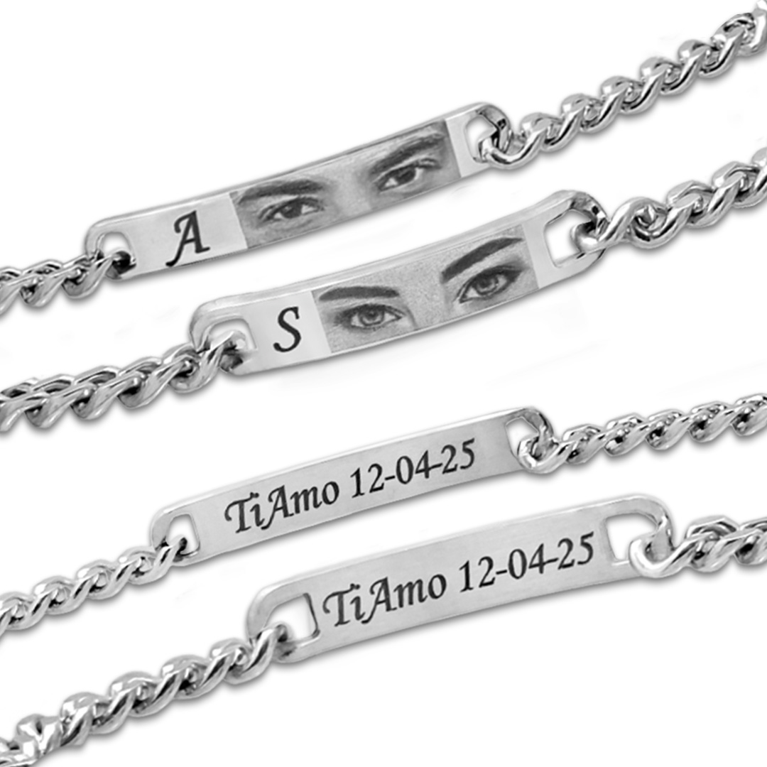 Bracciali Coppia Incisione Foto e Testo Personalizzati