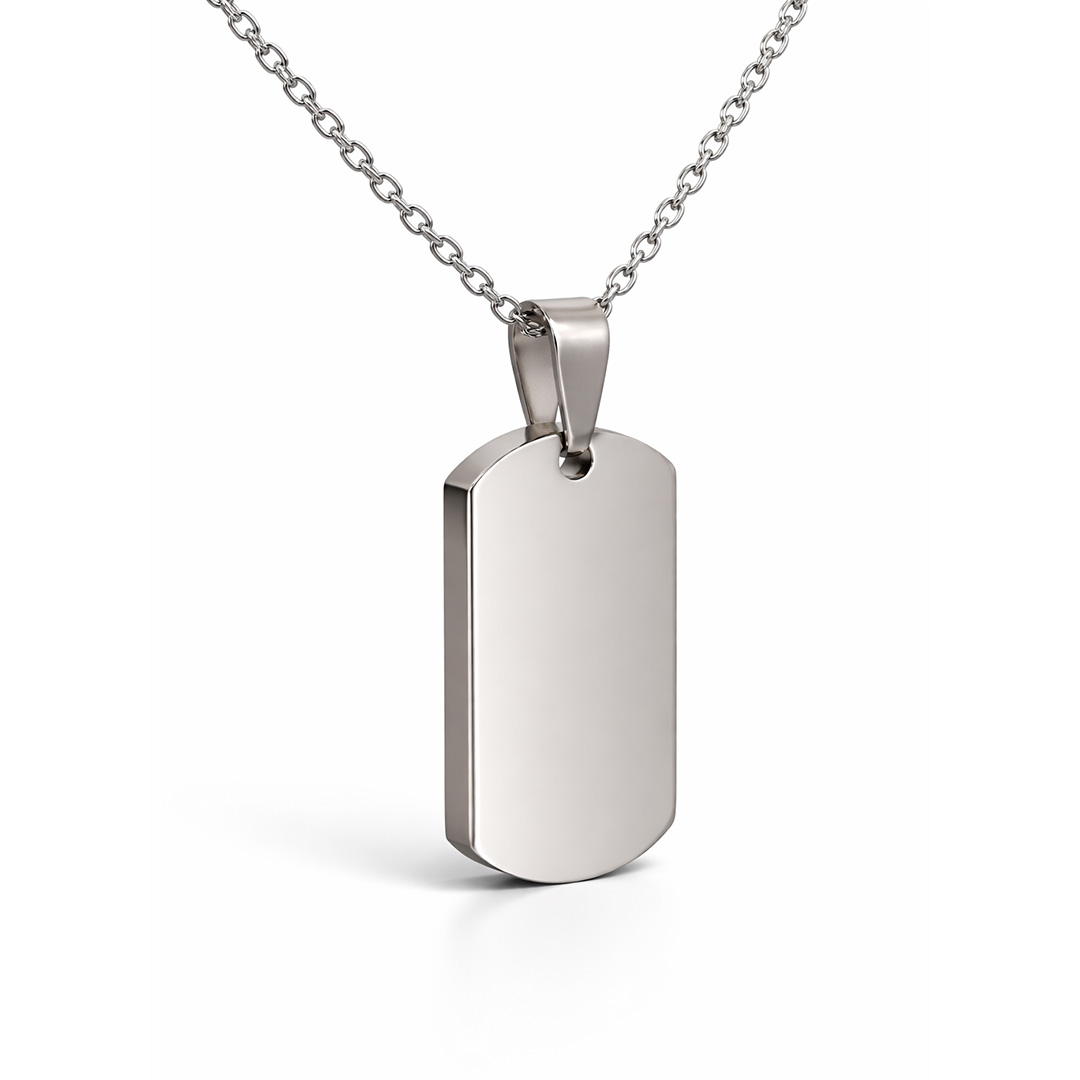 Collana con Piastrina Rettangolare Spessa Incisione Personalizzata