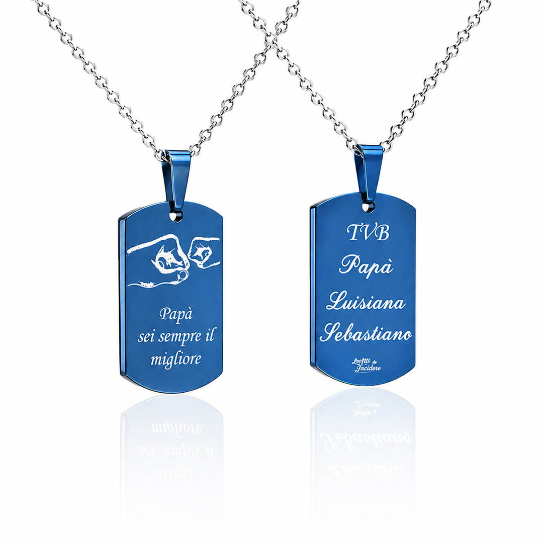 Collana per Papà con Piastrina Blu Personalizzata