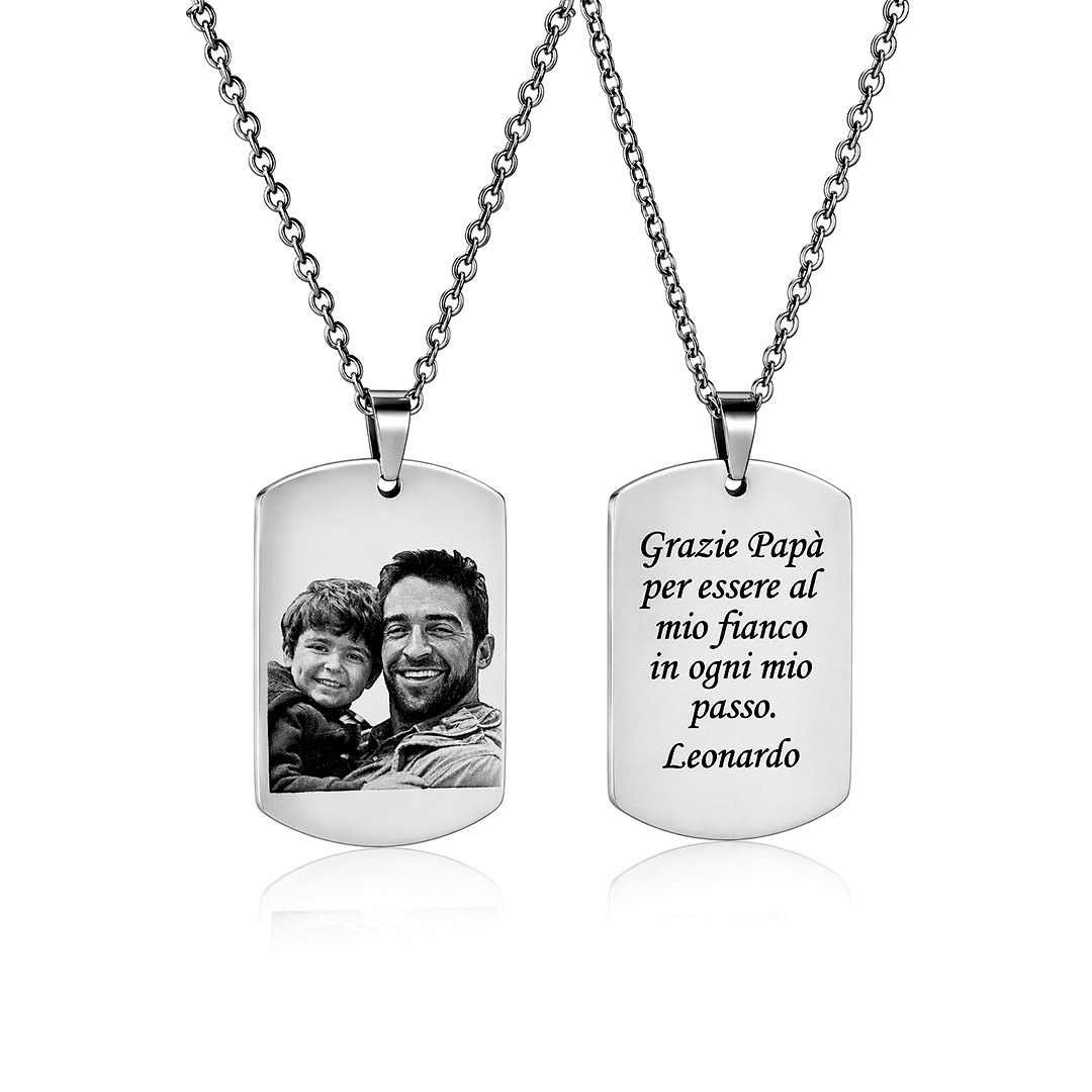 Collana per il Papà con Foto Incisione Personalizzata