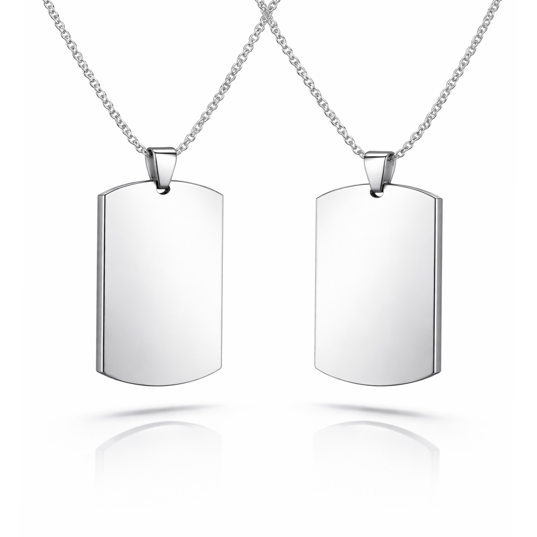 Collane Coppia Piastrine Medie con Incisione Personalizzata