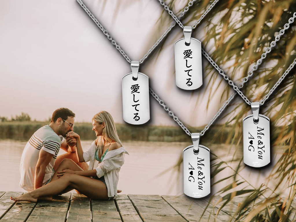 Collane coppia lui e lei piastrine spesse 1 incisione personalizzata Collane coppia lui e lei piastrine spesse 1 incisione personalizzata