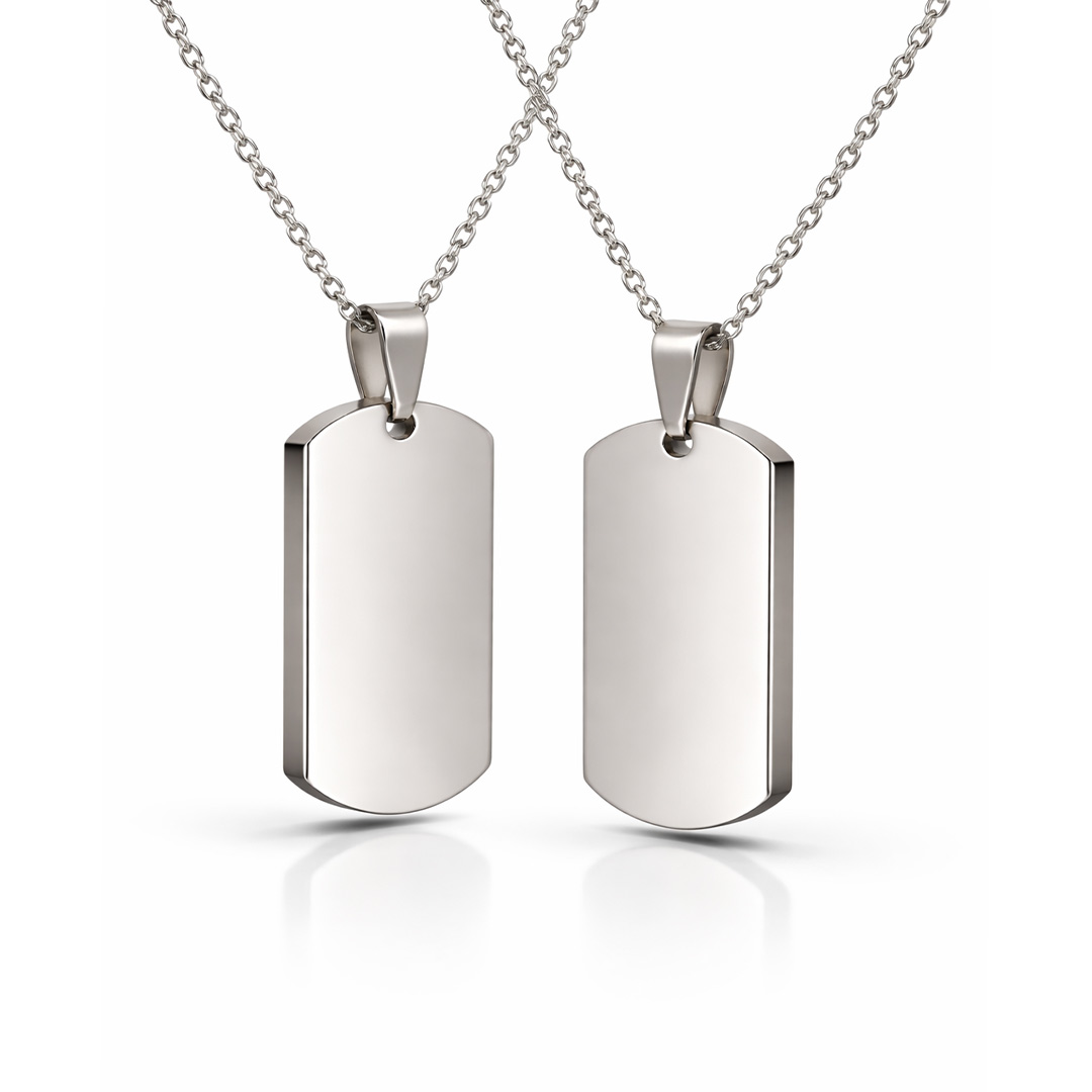 Collane di Coppia Piastrine Spesse Rettangolari Personalizzata