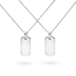 Collane di coppia piastrine spesse rettangolari incisione personalizzata 1 per lato