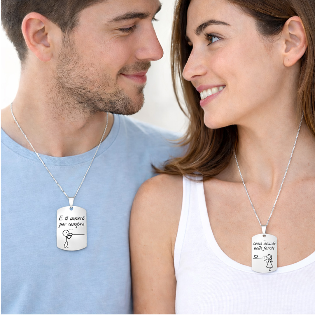 Collane per Coppia di Fidanzati Personalizzate Indossate