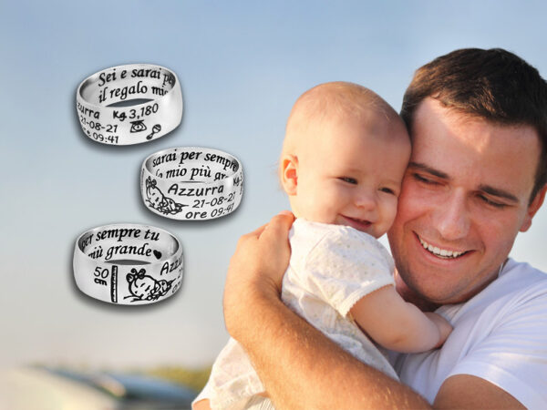 Anello Nascita Figlio per Papà con Incisione Personalizzata