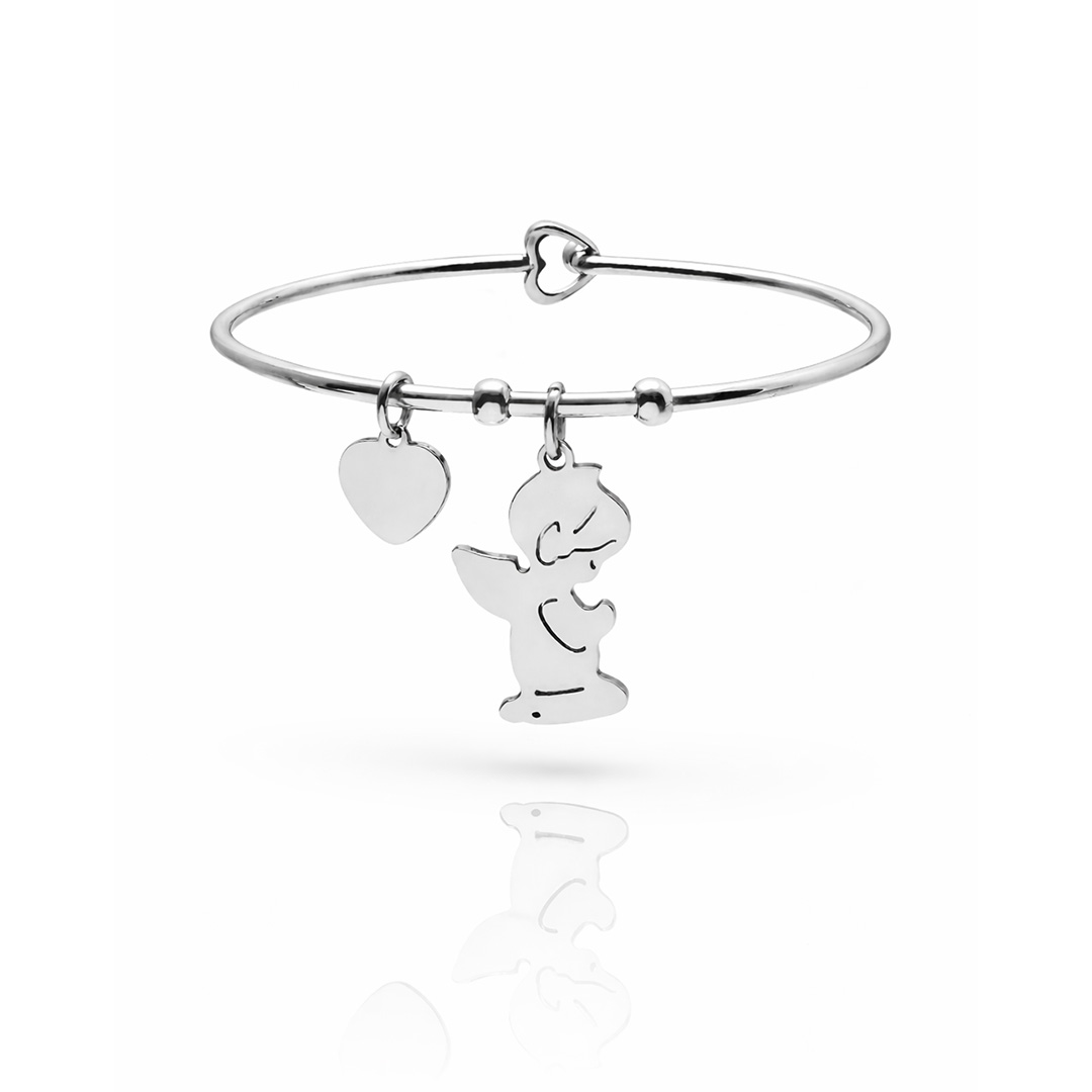 Bracciale con Angioletto e Cuore Personalizzato Retro