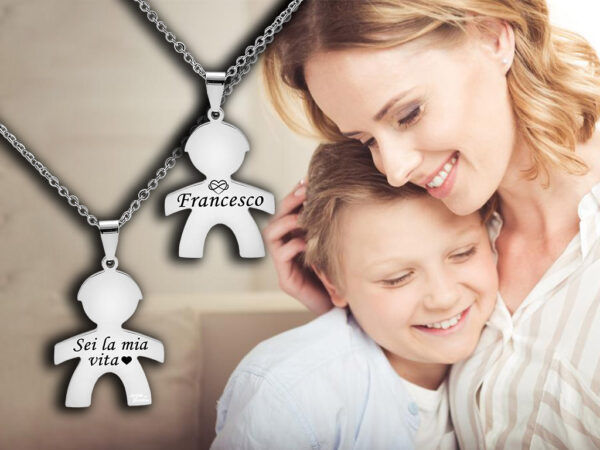 Collana Mamma Bebé Incisione Personalizzata con dedica