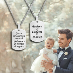 Collana Padrino Battesimo con 1 Piastrina Personalizzata