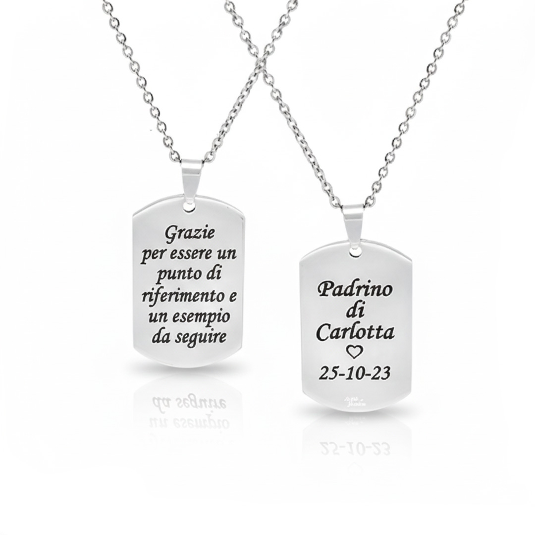 Collana Padrino Battesimo con Piastrina Personalizzata