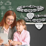 Bracciale per la maestra con cuore e incisione personalizzata con 1 dedica