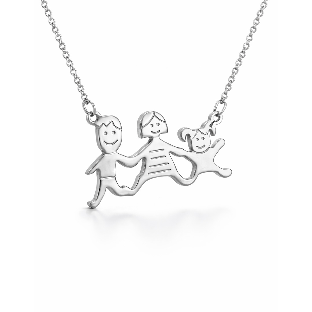 Collana Famiglia Personalizzata con Iniziali Incise ma pa Ba