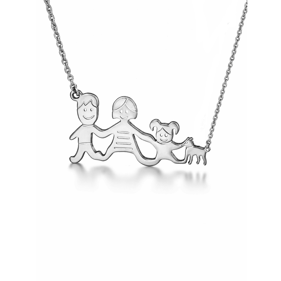 Collana Famiglia Personalizzata con Iniziali Incise ma pa ba ca