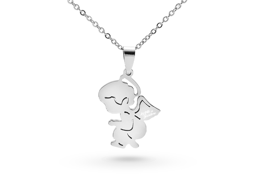 Collana con angelo custode sagomato Incisione Personalizzata 1 per lato retro