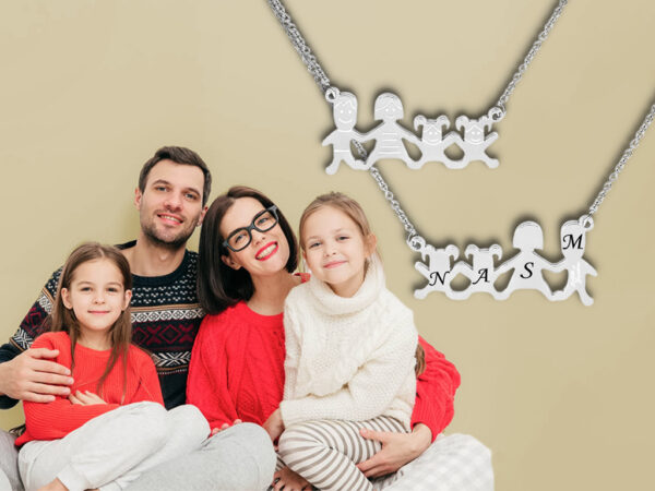 Collana famiglia personalizzata con iniziali 1 incisione retro