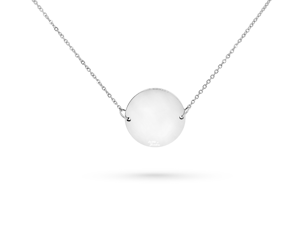 Collana tondo ciondolo fisso per donna incisione personalizzata 1 per lato Collana tondo ciondolo fisso per donna incisione personalizzata 1 per lato