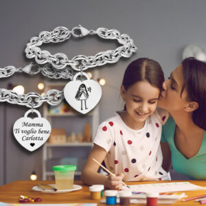 Bracciale Mamma con Cuore Personalizzato con Incisione