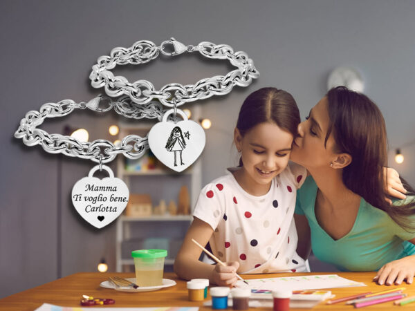 Bracciale Mamma con Cuore Personalizzato con Incisione