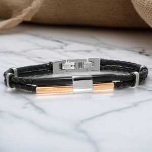 Bracciale Personalizzato per Lui in Ecopelle con 2 Iniziali