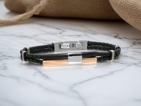 Bracciale Personalizzato per Lui in Ecopelle con 2 Iniziali
