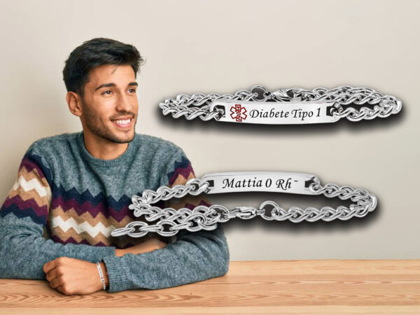 Bracciale Salvavita Uomo Personalizzato con Incisione