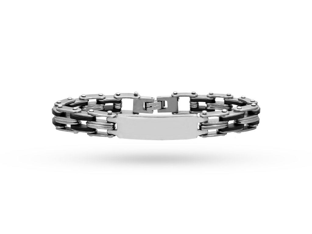 Bracciale acciaio e caucciù uomo con incisione personalizzata