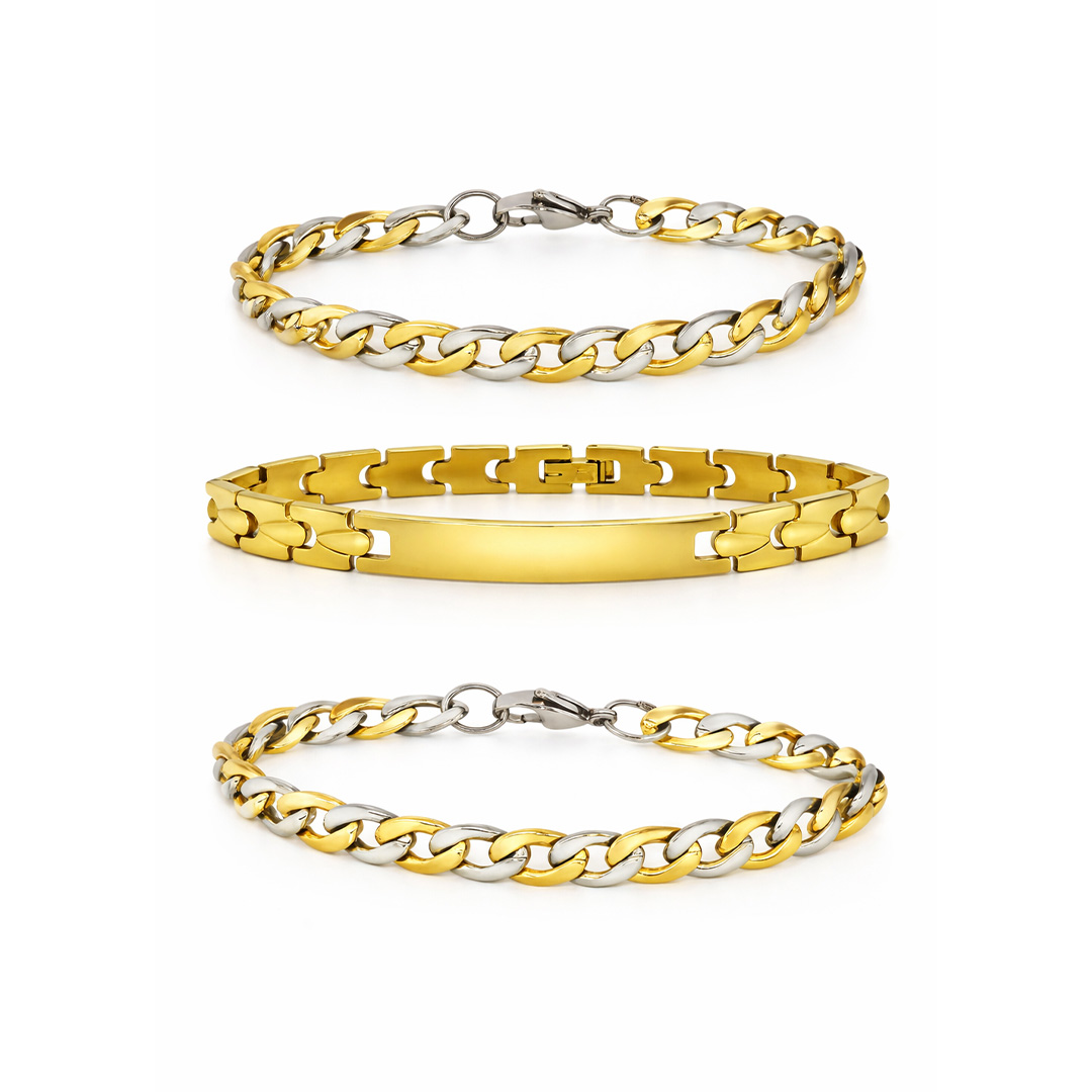 Bracciali per Uomo Set 3 Pezzi Bicolore Personalizzato