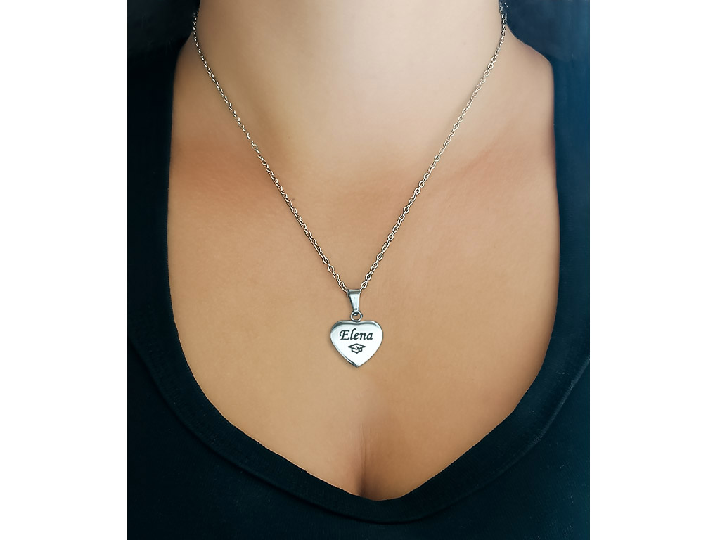 Collana Laurea Donna Personalizzata con Cuore Inciso 1 Collana Laurea Donna Personalizzata con Cuore Inciso 1