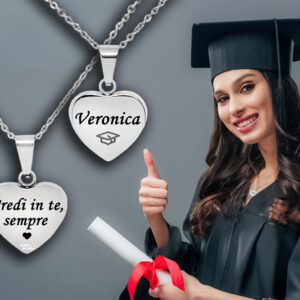 Collana Laurea Donna Personalizzata con Cuore Inciso