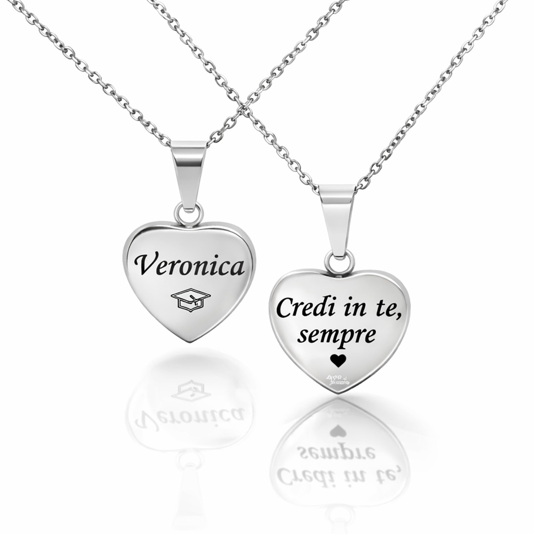 Collana Laurea Donna Personalizzato con Cuore Inciso