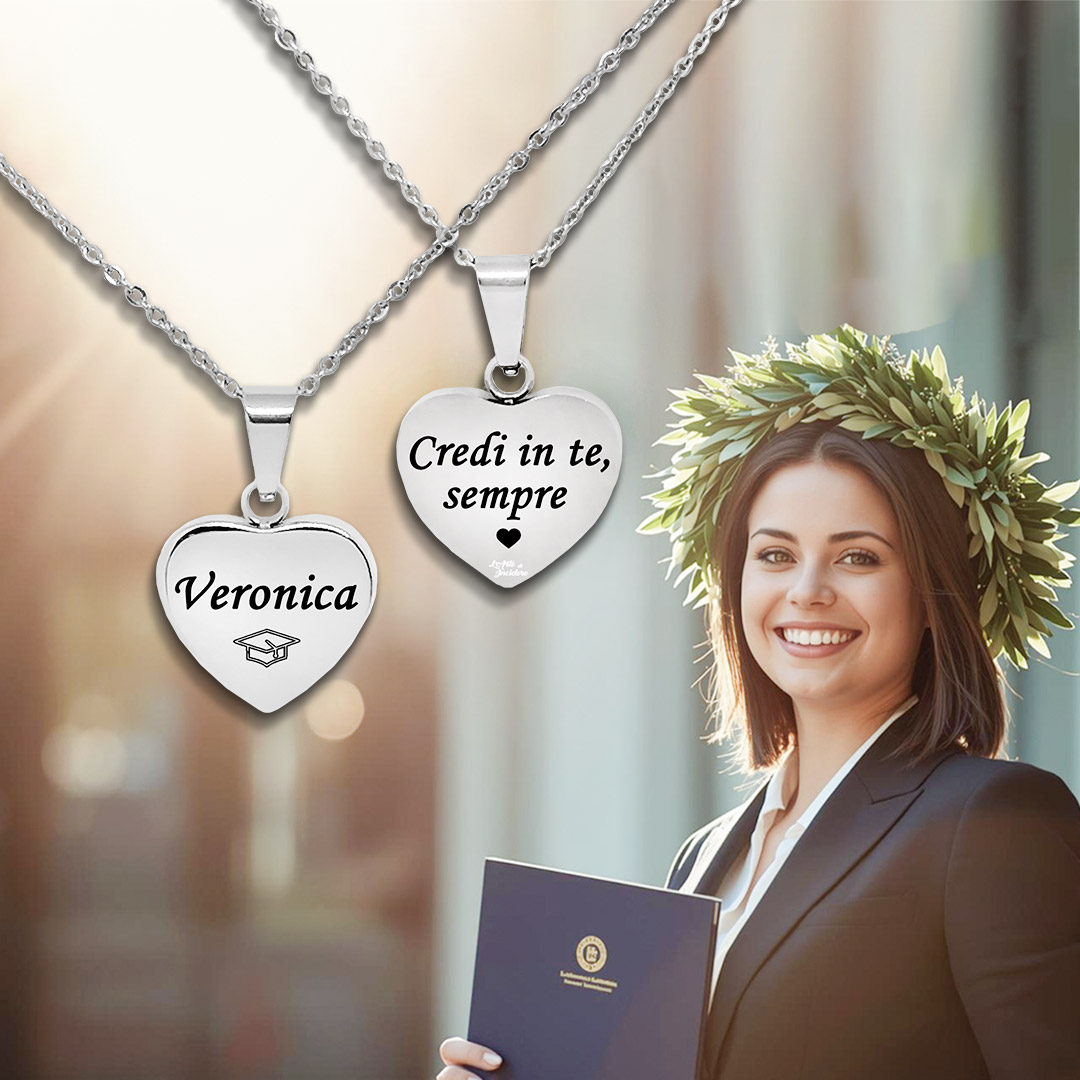Collana Laurea Donna con 1 Cuore Inciso